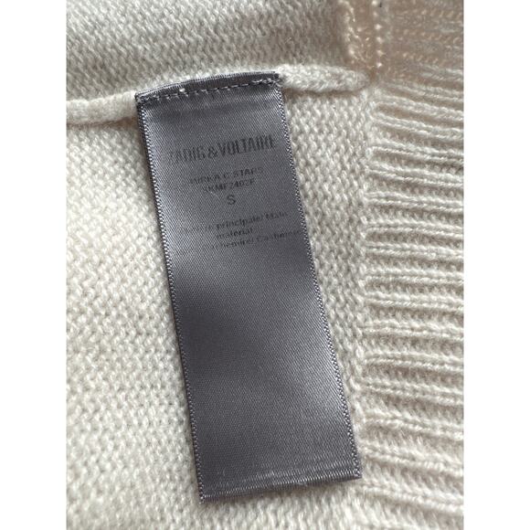 Zadig & Voltaire Mirka Stars Cashmere Cardigan Ivory Size Small - Picture 9 of 13